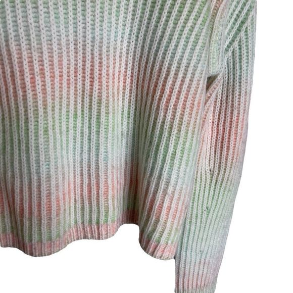 La Ligne Ribbed Space Dye Crew Pullover Sweater Cream Peach Seafoam Size Large - Picture 12 of 16